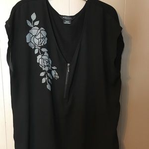 Micheal from Addition Elle Black with floral detail. Zipper detail  Plus size
